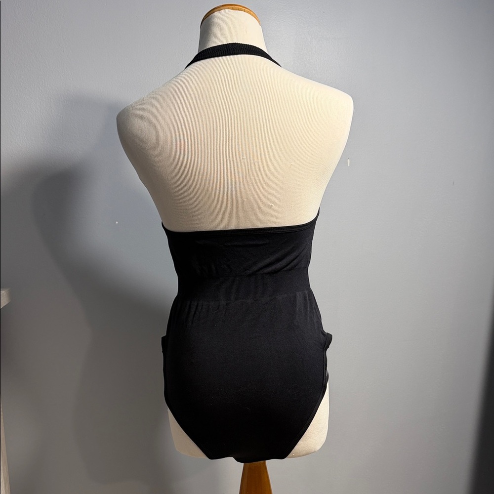 Black Halter One-Piece Swimsuit - Picture 3 of 4